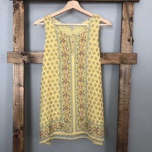 NWT Max Studio Yellow Floral Tunic Blouse Tank